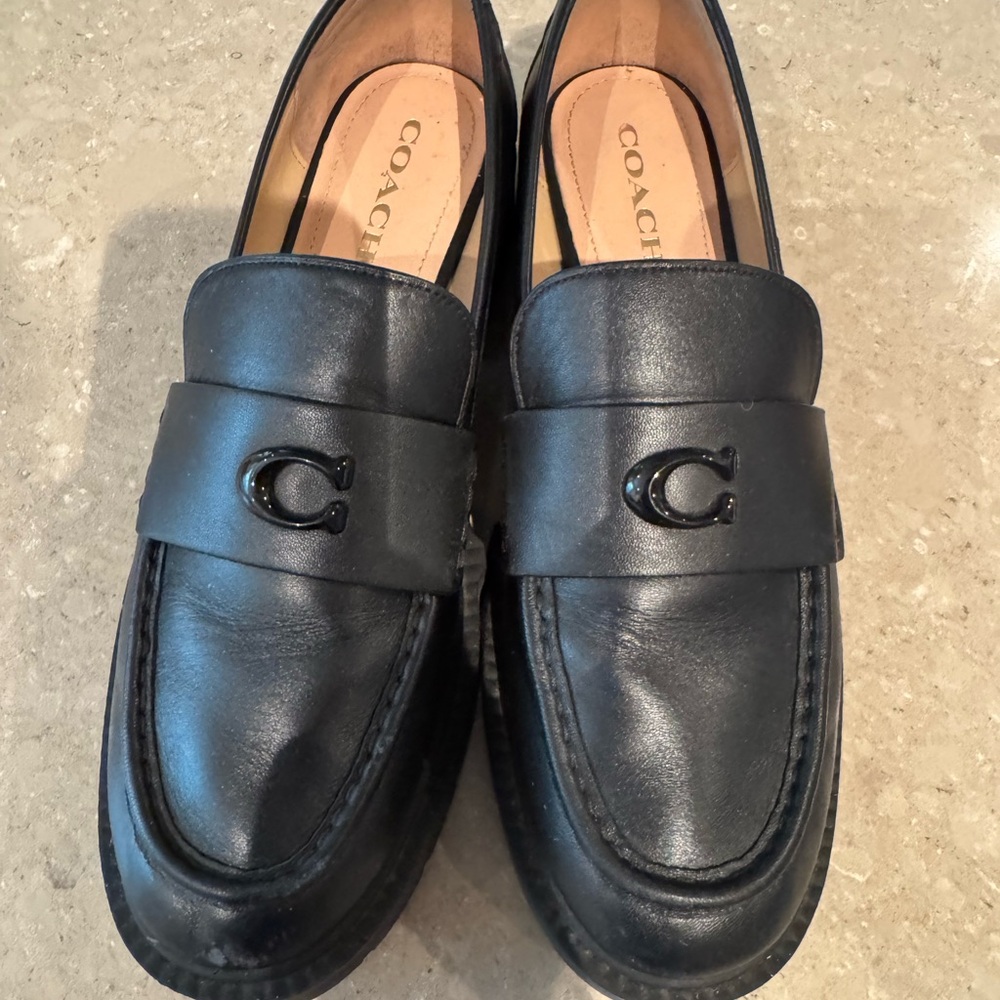 Coach Black Leather Loafers for Women